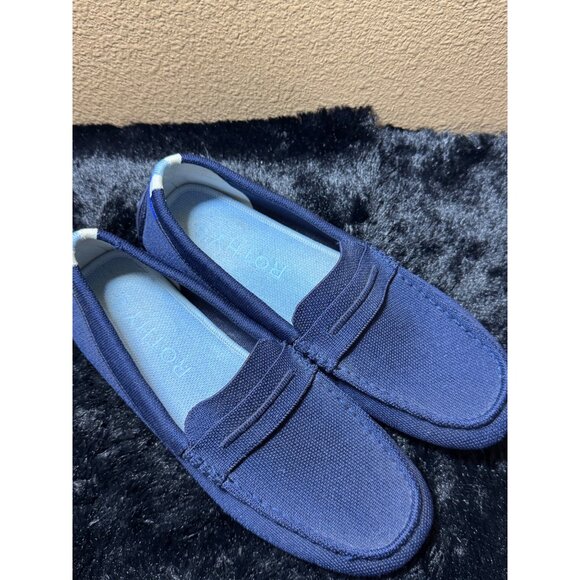 Rothys The Driver Loafers Womens Slip On Casuals Navy Blue Size 10 EUC - Picture 1 of 8